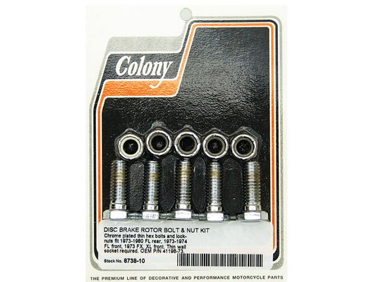 Rear Disc Rotor Bolts – Chrome. Fits Rear on Big Twin 1973-1980 & Front on 4Spd FL 1973-1984