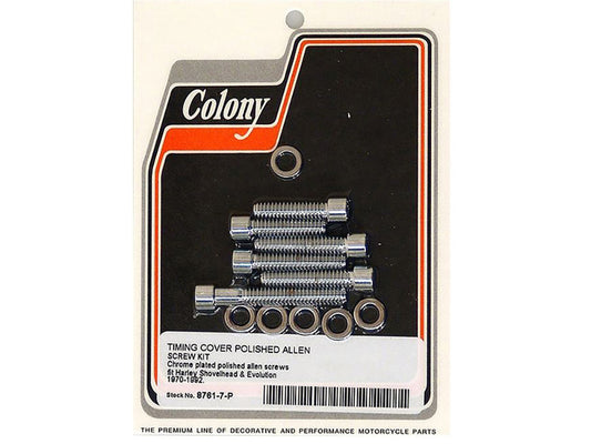 Polished Allen Head Cam Cover Bolts – Chrome. Fits Big Twin 1970-1992.