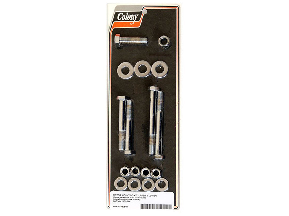 Upper & Lower Engine Mount Bolt Kit – Chrome. Fits Big Twin 1970-1984.