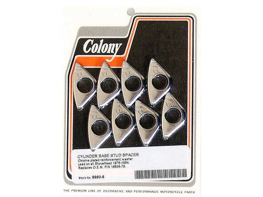 Cylinder Base Washers – Chrome. Fits Big Twin 1978-1984.