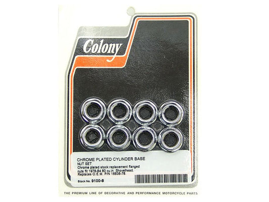 Cylinder Base Nuts – Chrome. Fits Shovel 1978-1984 with 80ci Engine.