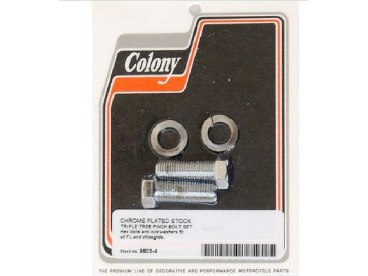 Lower Triple Tree Pinch Bolts – Chrome. Fits Wide Glide 1949-2017