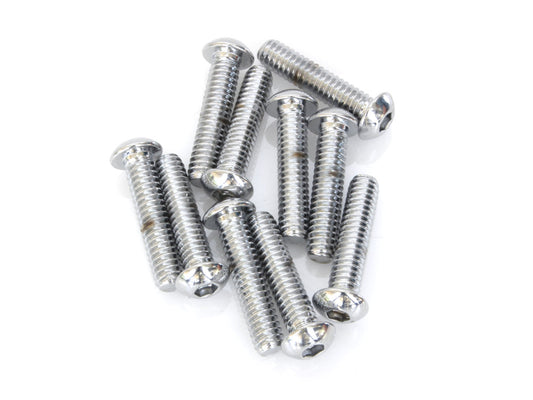 1/4-20 x 1-1/8in. UNC Button Head Allen Bolts – Chrome. Pack 10.