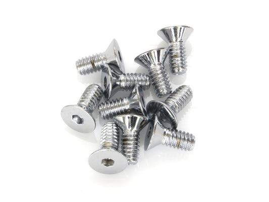 1/4-20 x 5/8in. UNC Flat Head Allen Bolts – Chrome. Pack 10.