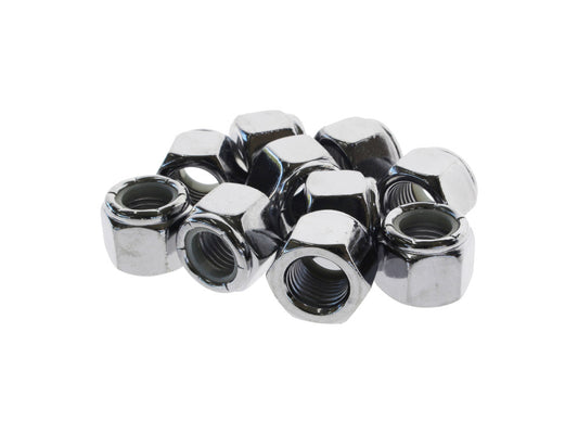 3/8-24 UNF Nylon Insert Locknuts – Chrome. Pack 10.