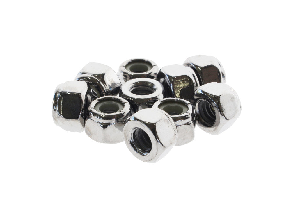 1/4-20 UNC Nylon Insert Locknuts – Chrome. Pack 10.