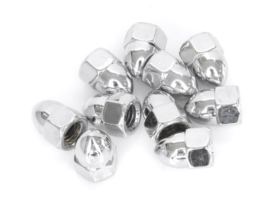 7/16-14 UNC Acorn OEM Style Nuts – Chrome. Pack 10.