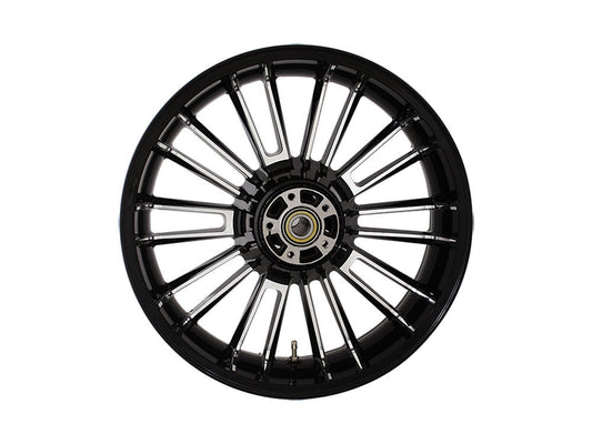18in. x 5.50in. wide Atlantic 3D Wheel with Rear Hub – Black Cut. Fits Touring 2009up with ABS