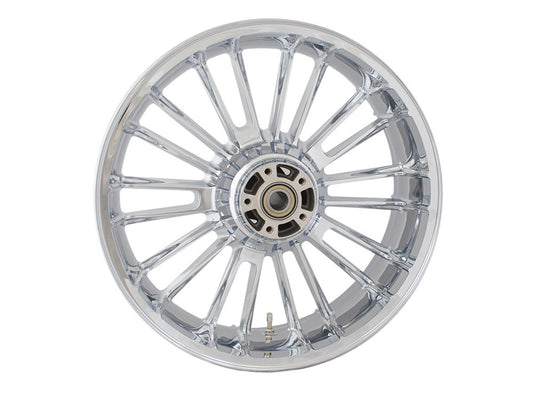 18in. x 5.50in. wide Atlantic 3D Wheel with Rear Hub – Chrome. Fits Touring 2009up with ABS