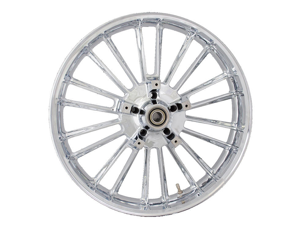 21in. x 3.50in. wide Atlantic 3D Wheel with Front Hub – Chrome. Fits Touring 2008up with ABS