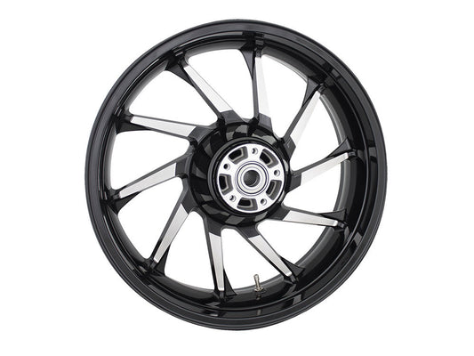 18in. x 5.50in. wide Hurricane 3D Wheel with Rear Hub – Black Cut. Fits Touring 2009up with ABS