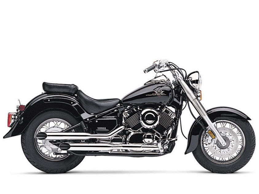 Exhaust with Slash Cut Mufflers – Chrome. Fits Yamaha V-Star XVS650 1998-2019