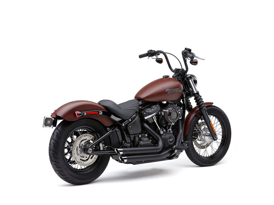 Speedster Slashdown Exhaust – Black with Chrome Tips. Fits Deluxe, Softail Slim, Street Bob & Low Rider 2018up & Standard 2020up.