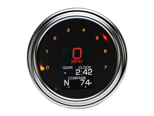 4-1/2in. Tank Mount KPH Speedometer with Tachometer – Chrome. Fits Softail 2011up, Road King 2014up & Dyna Switchback, Custom & Fat Bob 2012-2017.