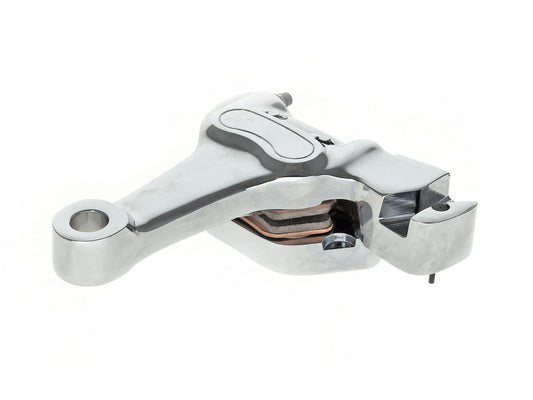 Right Hand Rear 4 Piston Caliper & Mounting Bracket – Chrome. Fits Softail 1987-1999.