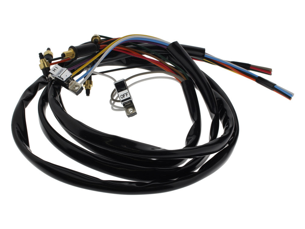 Handlebar Wiring Harness with Chrome Switches. Fits Big Twin & Sportster 1972-1981.