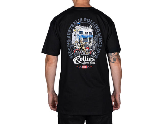 Death Collective Rollies Australia Day T-Shirt – Black. Medium
