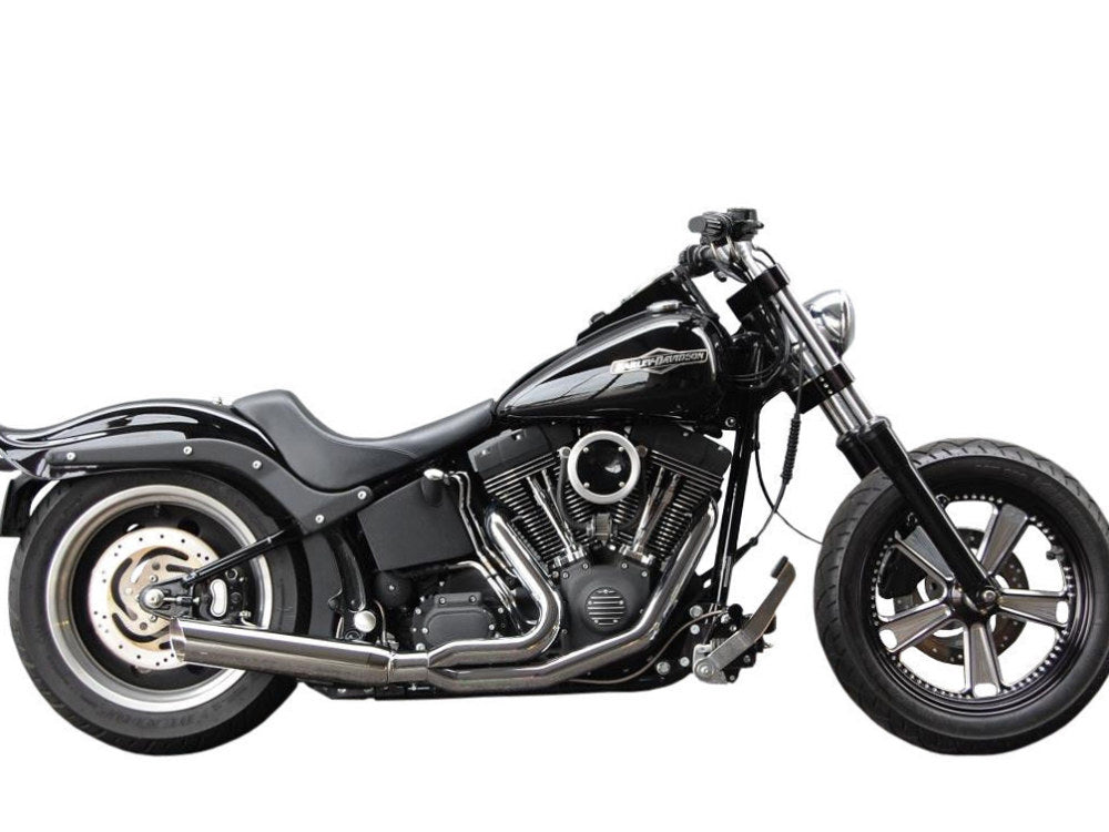 Low Cat 2-into-1 Exhaust – Chrome. Fits Softail 1986-2017 & Rocker 2008-2011.