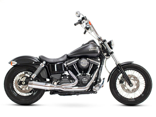 Bob Cat 2-into-1 Exhaust – Chrome with Aluminium Sleeve Muffler. Fits Dyna 2006-2017.