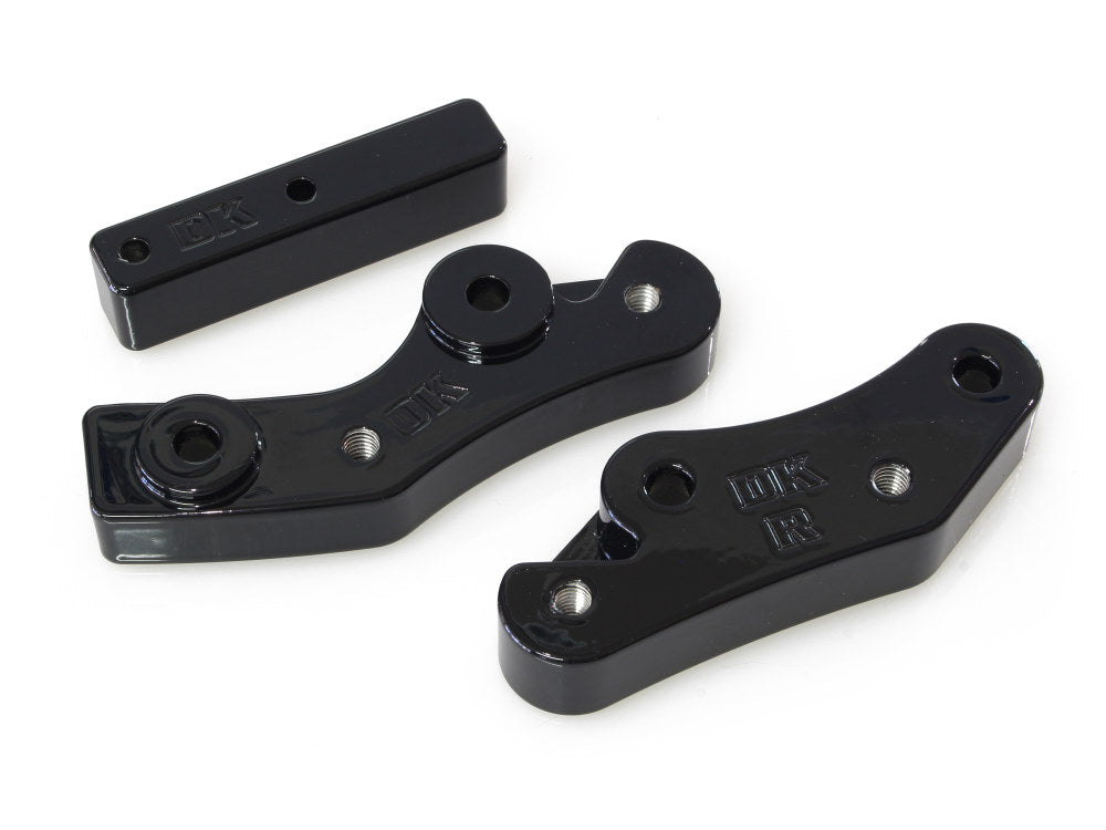 Front Floorboard Relocation Brackets – Black. Fits FL Softail 2018up.