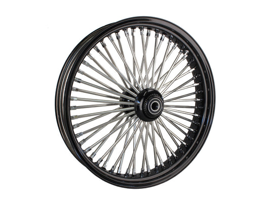 21in. x 3.5in. Mammoth Fat Spoke Front Wheel – Gloss Black & Chrome. Fits FL Softail 2011up.