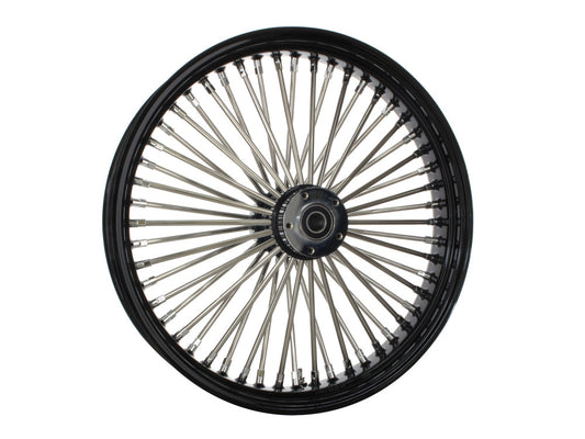 21in. x 3.5in. Mammoth Fat Spoke Front Wheel – Gloss Black & Chrome. Fits Touring 2008up, Softail Fat Bob 2018up & Softail FXDR 2019-2020.