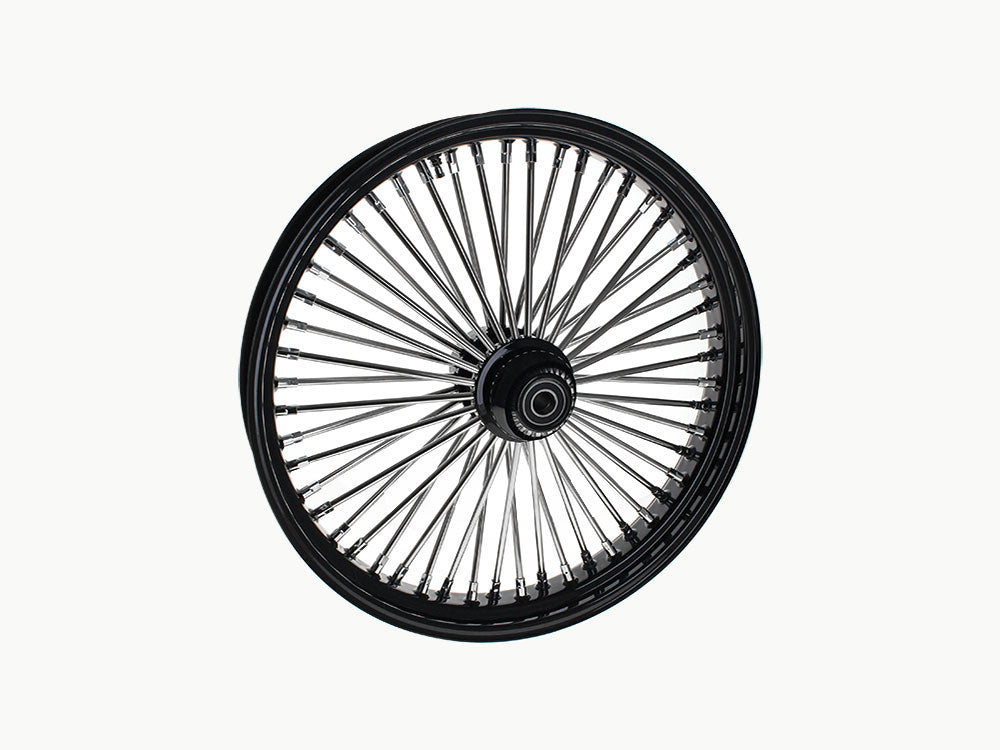 23in. x 3.5in. Mammoth Fat Spoke Front Wheel – Gloss Black & Chrome. Fits Fatboy 2018up