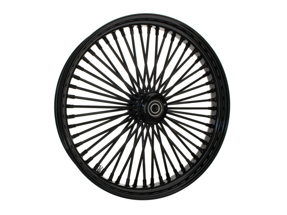 23in. x 3.5in. Mammoth Fat Spoke Front Wheel – Gloss Black. Fits Mid Glide Dyna 2012-2017 & FX Softail 2018up.