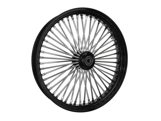 23in. x 3.5in. Mammoth Fat Spoke Front Wheel – Gloss Black & Chrome. Fits Mid Glide Dyna 2012-2017 & FX Softail 2018up.