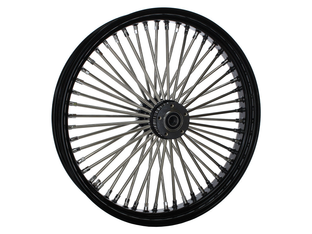 23in. x 3.5in. Mammoth Fat Spoke Front Wheel – Gloss Black & Chrome. Fits Touring 2008up.