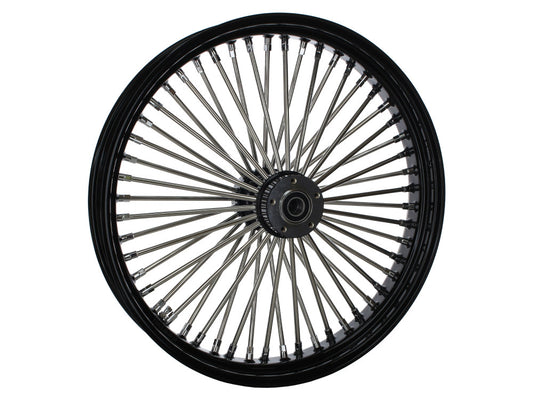 23in. x 3.5in. Mammoth Fat Spoke Front Wheel – Gloss Black & Chrome. Fits Touring 2008up.