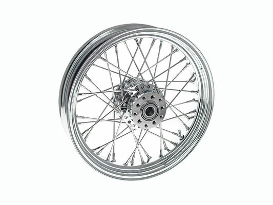 16in. x 3.5in. Rear 40 Spoke Cross Laced Wheel – Chrome. Fits Softail 2011up.
