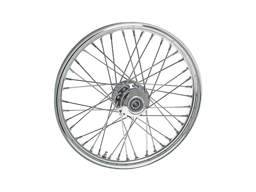 21in. x 2.15in. 40 Spoke Cross Laced Front Wheel – Chrome. Fits FX Softail 2011-2015.