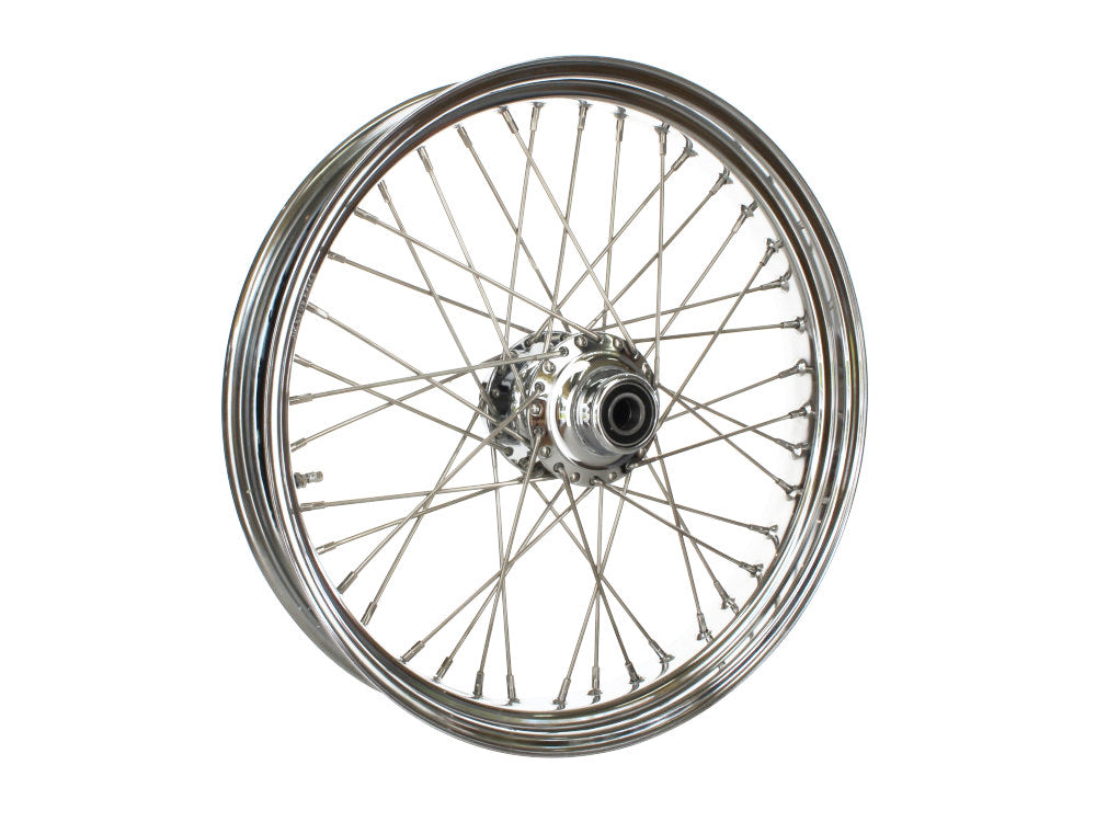 21in. x 3.5in. 40 Spoke Cross Laced Front Wheel – Chrome. Fits FL Softail 1986-1999