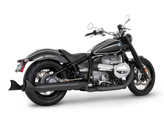 4in. Two-Step Slip-On Mufflers – Black with Sharktail Tips. Fits BMW R-18 2021up.