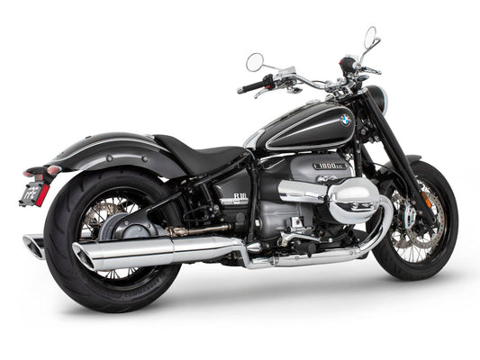 4.5in. Two-Step Slip-On Mufflers – Chrome with Chrome Slash Cut Tips. Fits BMW R-18 2021up.