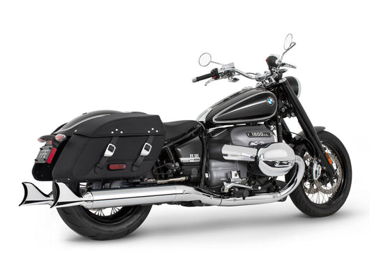 4in. Two-Step Slip-On Mufflers – Chrome with Sharktail Tips. Fits BMW R-18 Classic 2021up.