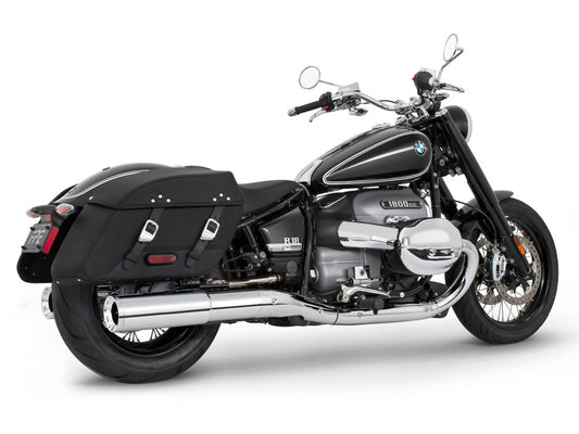 4.5in. Two-Step Slip-On Mufflers – Chrome with Chrome Straight Tips. Fits BMW R-18 Classic 2021up.