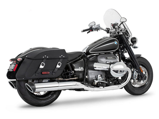 4.5in. Two-Step Slip-On Mufflers – Chrome with Black Slash Tips. Fits BMW R-18 Classic 2021up.