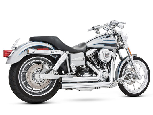 Independence Shorty Exhaust – Chrome with Black End Caps. Fits Dyna 1991-2005.