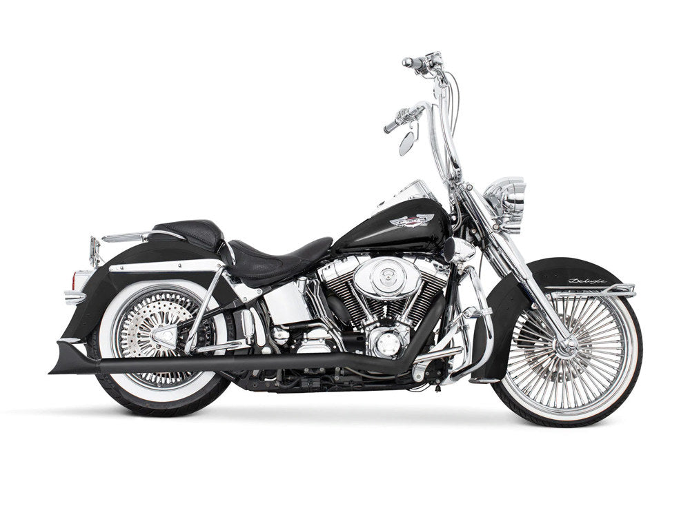 33in. True Dual SharkTail Exhaust – Black. Fits Softail 2007-2017.