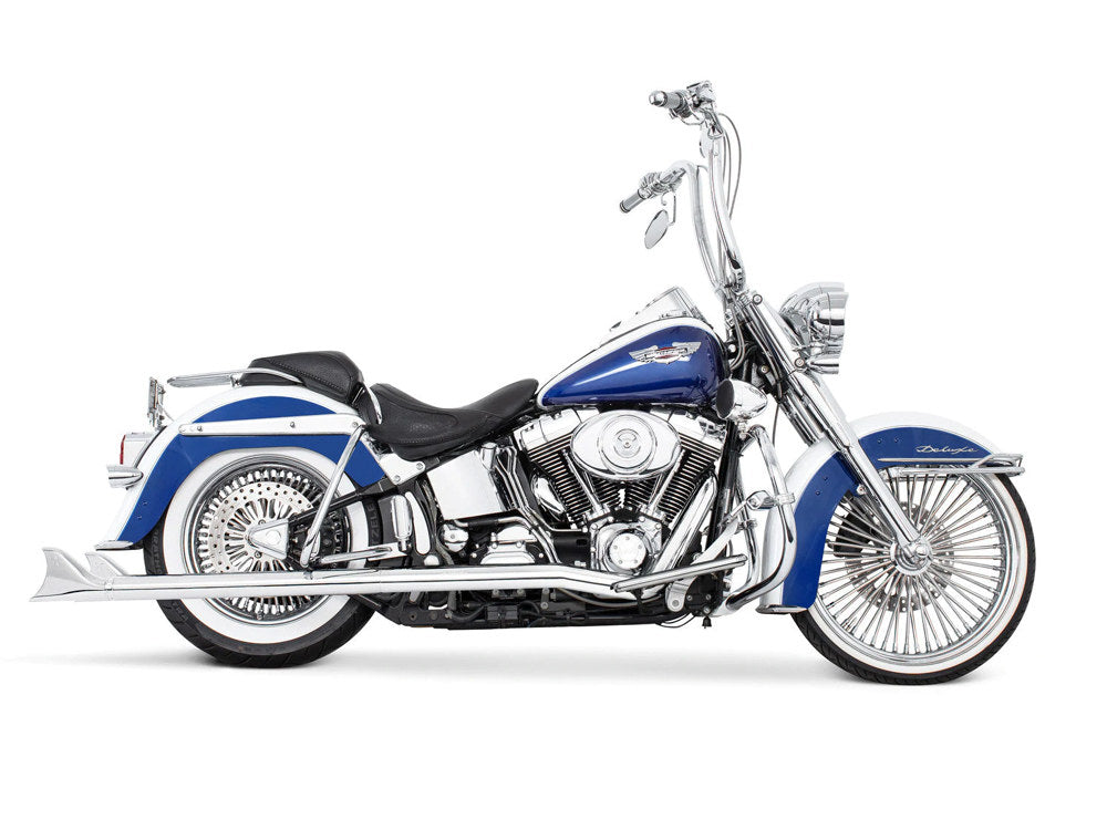 36in. True Dual SharkTail Exhaust – Chrome. Fits Softail 1997-2006.