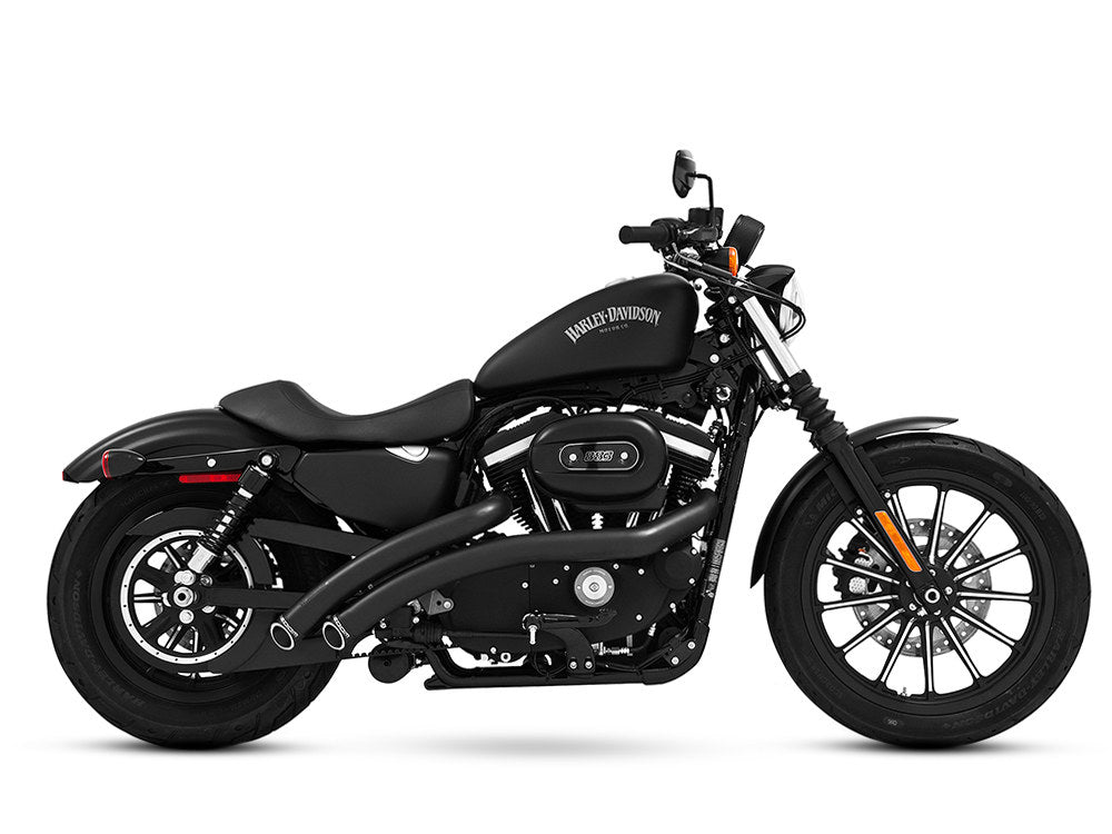 Radical Radius Exhaust – Black with Black End Caps. Fits Sportster 1986-2021.