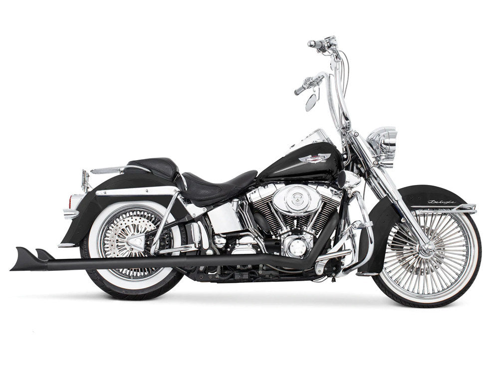 39in. True Dual SharkTail Exhaust – Black. Fits Softail 2007-2017.