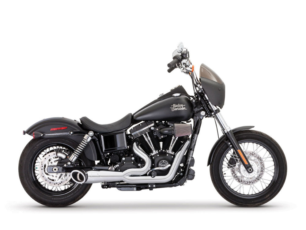 2-into-1 Turnout Exhaust with Chrome Finish & Black End Caps. Fits Dyna 2006-2017.