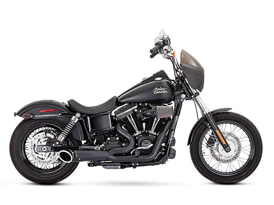 Turnout 2-into-1 Exhaust – Black with Black End Cap. Fits Dyna 2006-2017.