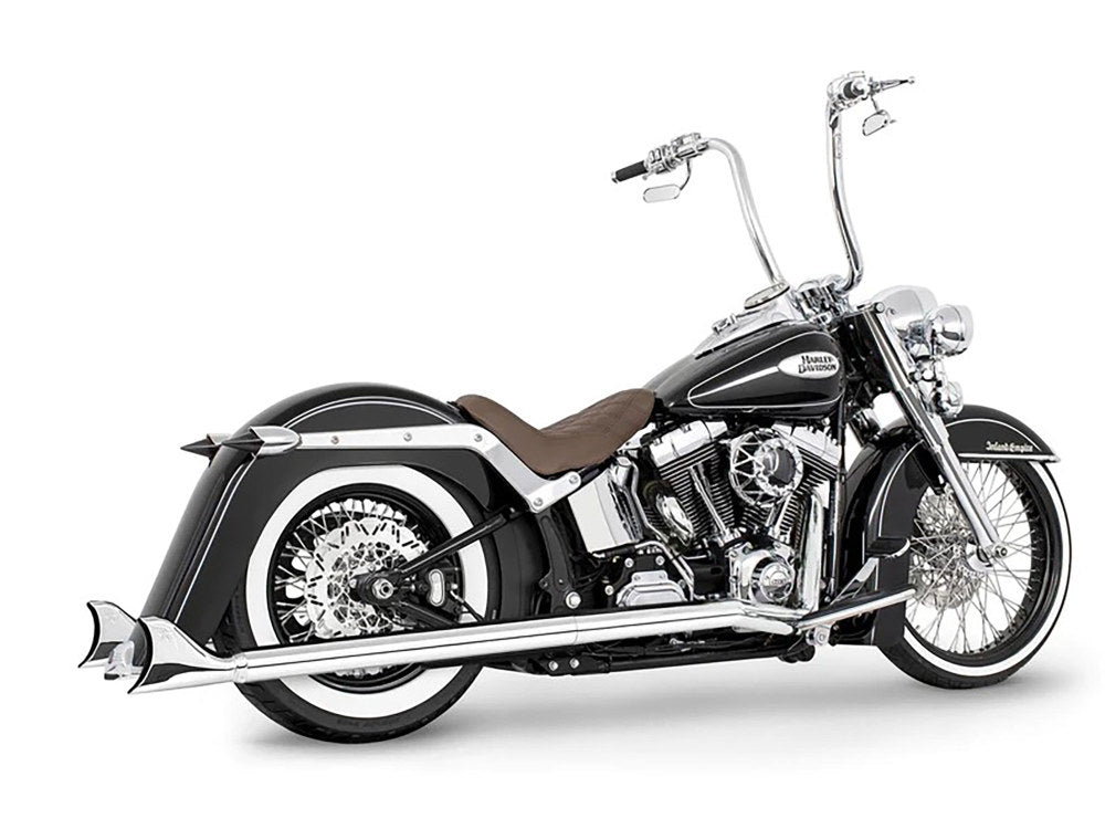 36in. Replacement SharkTail Muffer Set – Chrome. Only Fits Softail 1997-2017 Running Freedom SharkTail Exhaust Systems.