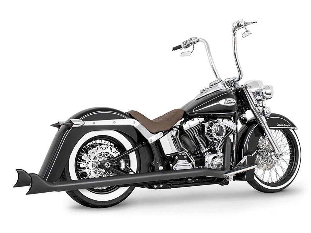 39in. Replacement SharkTail Muffer Set – Black. Only Fits Softail 1997-2017 Running Freedom SharkTail Exhaust Systems.