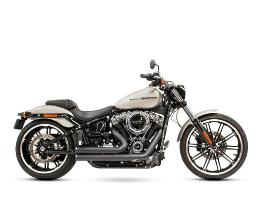 Independence Shorty Exhaust – Black with Black End Caps. Fits Softail 2018up.