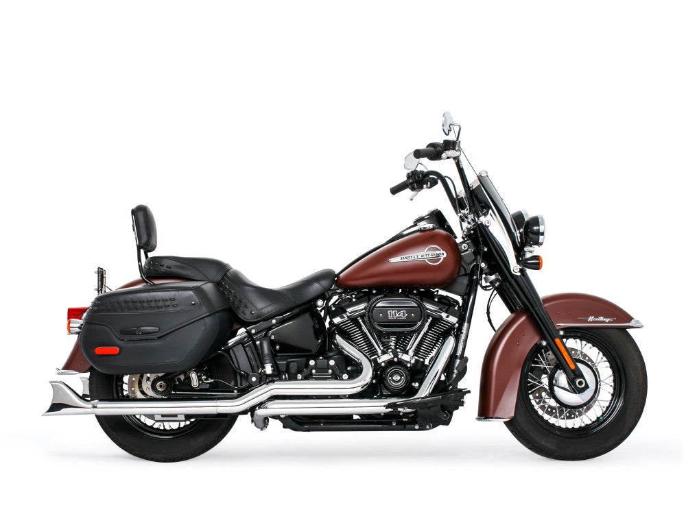 33in. True Dual SharkTail Exhaust – Chrome. Fits Softail 2018up.